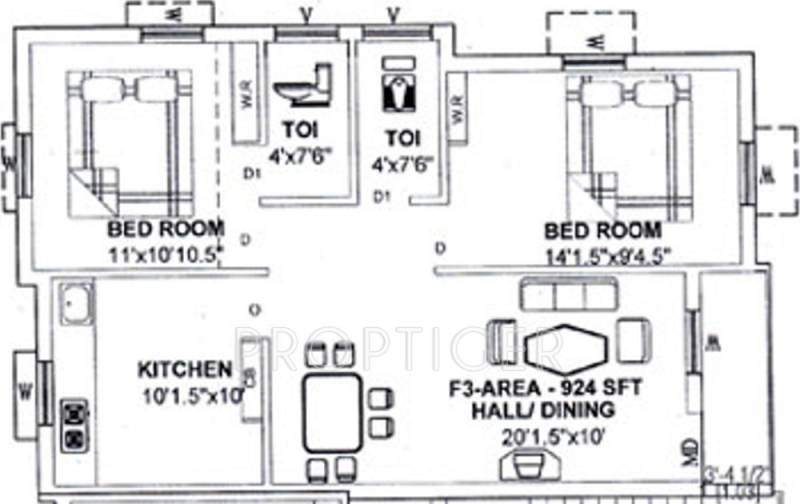 Malar Lichen (2BHK+2T (924 sq ft) 924 sq ft)