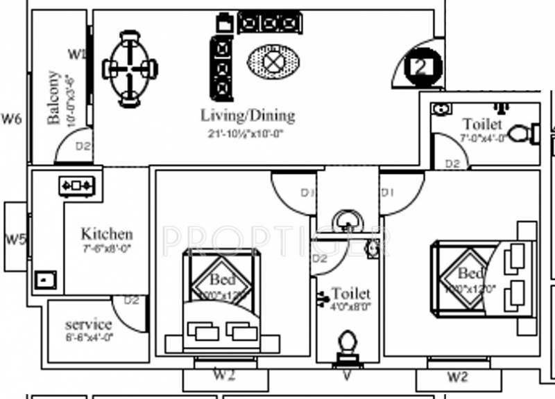 Man Amity Homes (2BHK+2T (841 sq ft) 841 sq ft)
