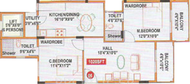 Divya GM Nest Apartment (2BHK+2T (1,020 sq ft) 1020 sq ft)