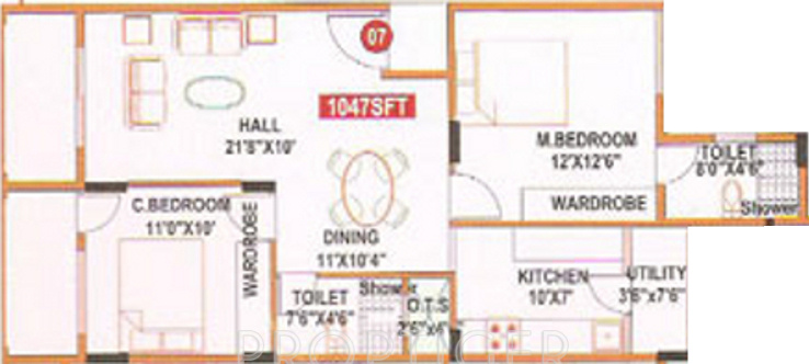 Divya GM Nest Apartment (2BHK+2T (1,047 sq ft) 1047 sq ft)