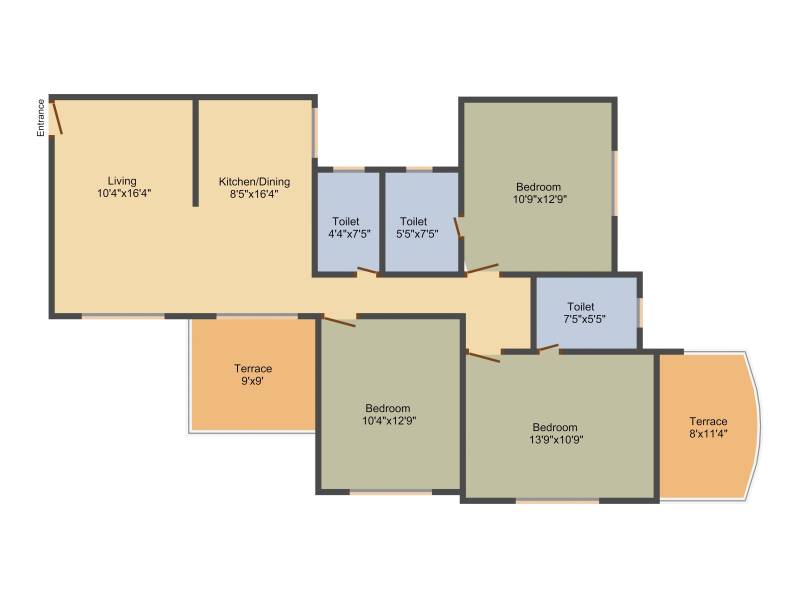 M Vijay Spring Bloom (3BHK+3T (1,450 sq ft) 1450 sq ft)