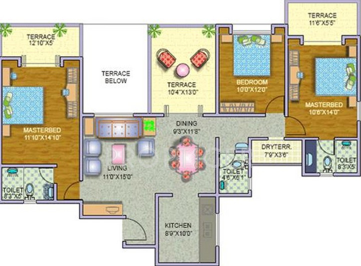 Pristine Fontana (3BHK+3T (1,462 sq ft) 1462 sq ft)