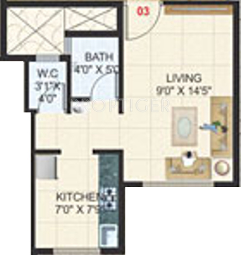 Amrut Aastha (1BHK+1T (415 sq ft) 415 sq ft)