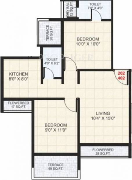 Amrut Amrut (2BHK+2T (940 sq ft) 940 sq ft)