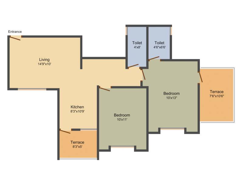 Radhika Vihar (2BHK+2T (895 sq ft) 895 sq ft)