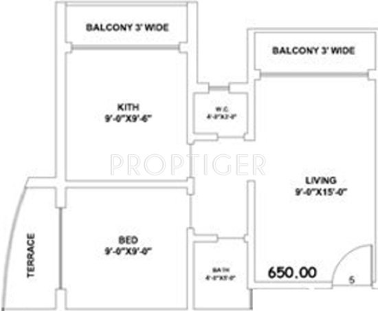 Sunraj Siddheshwar Park (1BHK+1T (650 sq ft) 650 sq ft)