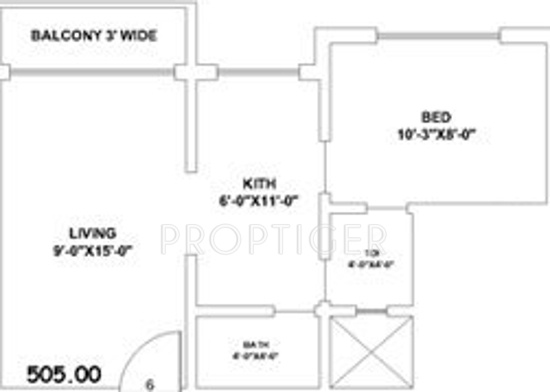 Sunraj Siddheshwar Park (1BHK+1T (505 sq ft) 505 sq ft)