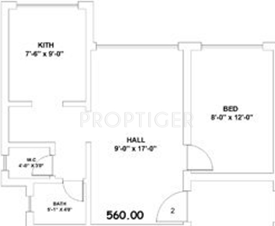Sunraj Siddheshwar Park (1BHK+1T (560 sq ft) 560 sq ft)