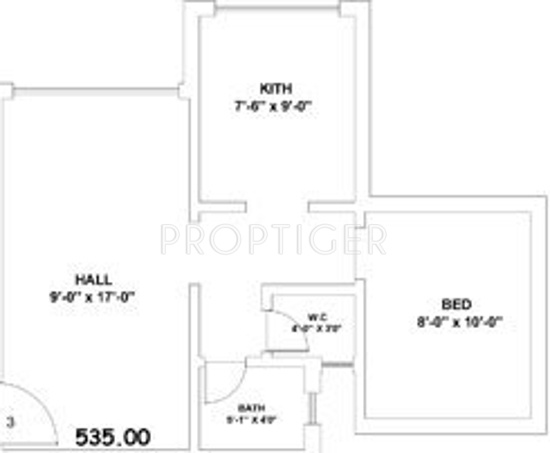 Sunraj Siddheshwar Park (1BHK+1T (535 sq ft) 535 sq ft)