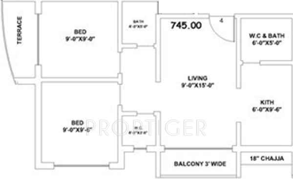 Sunraj Siddheshwar Park (2BHK+1T (745 sq ft) 745 sq ft)