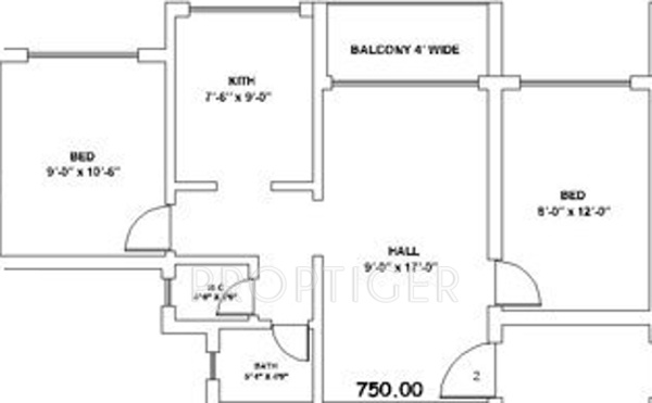 Sunraj Siddheshwar Park (2BHK+1T (750 sq ft) 750 sq ft)
