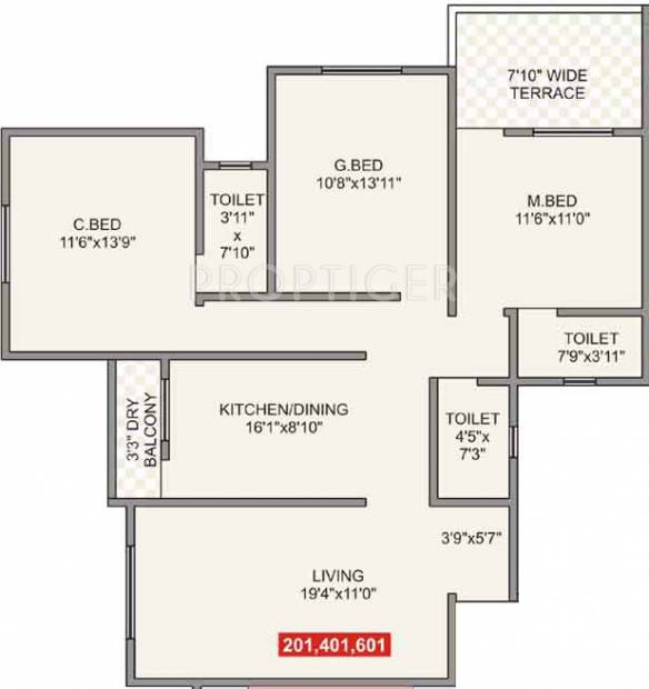 Shree Rivera (3BHK+3T (1,424 sq ft) 1424 sq ft)