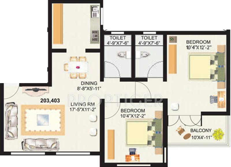 Venkateshwara Fragrancia (2BHK+2T (906 sq ft) 906 sq ft)