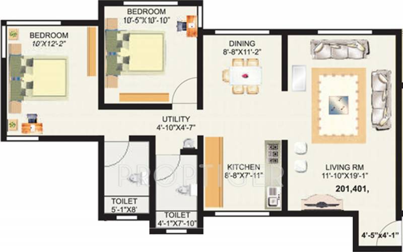 Venkateshwara Fragrancia (2BHK+2T (966 sq ft) 966 sq ft)
