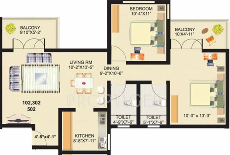 Venkateshwara Fragrancia (2BHK+2T (981 sq ft) 981 sq ft)
