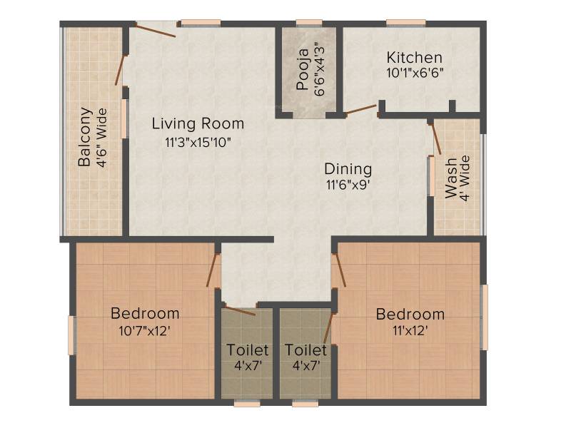 Hanuma Srinadha Nilayam (2BHK+2T (1,110 sq ft) 1110 sq ft)