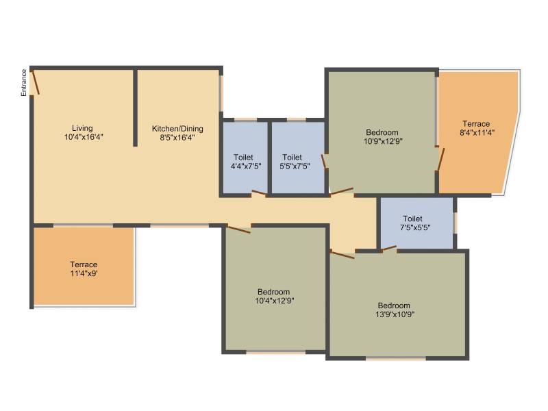 M Vijay Spring Bloom (3BHK+3T (1,412 sq ft) 1412 sq ft)