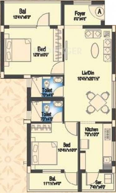 Sreerosh Meadows (2BHK+2T (1,040 sq ft) 1040 sq ft)