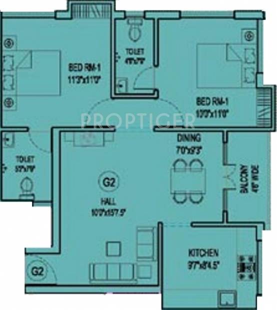 Lakshmi Kuberan Nagar (2BHK+2T (844 sq ft) 844 sq ft)