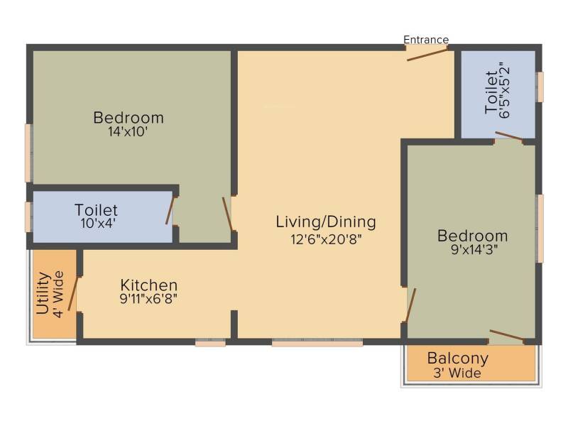 Anuhar Meda Heights (2BHK+2T (1,070 sq ft) 1070 sq ft)