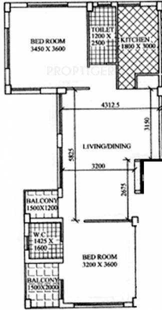 Roytech Group Classic Floor Plan (2BHK+2T)