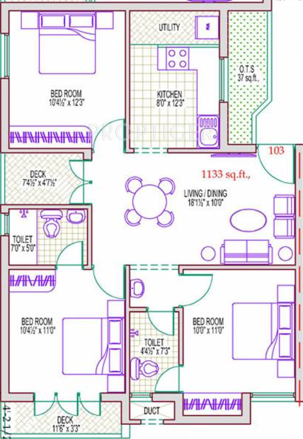 Lakshmi Keelkattalai 3 And 4 (3BHK+2T (1,133 sq ft) 1133 sq ft)