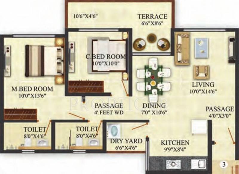 Puraniks Aldea Anexo (2BHK+2T (1,094 sq ft) 1094 sq ft)