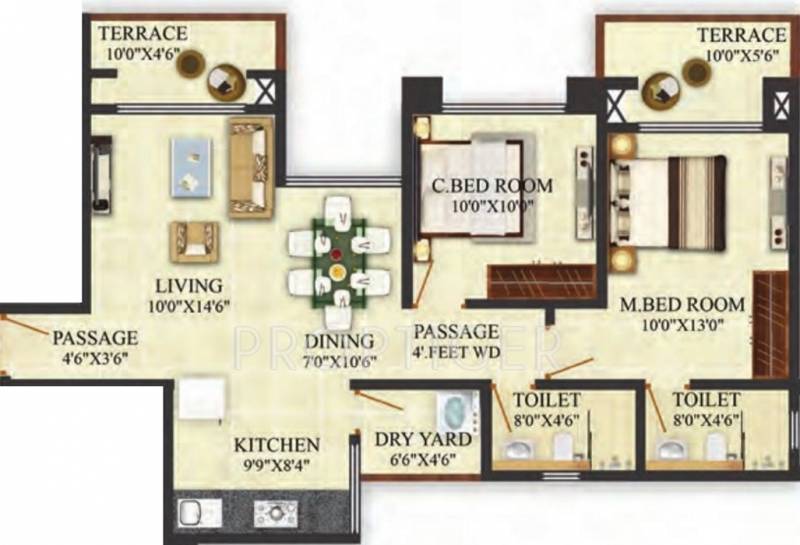 Puraniks Aldea Anexo (2BHK+2T (999 sq ft) 999 sq ft)