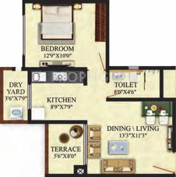 Puraniks Aldea Anexo (1BHK+1T (653 sq ft) 653 sq ft)