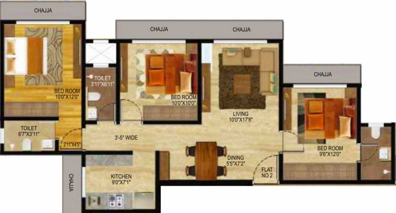 Veena Serenity (3BHK+3T (1,250 sq ft) 1250 sq ft)