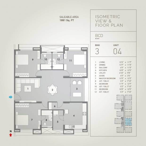 Pacifica Hillcrest (3BHK+3T (1,881 sq ft) 1881 sq ft)