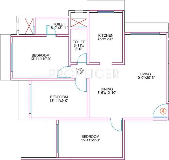 Rite Divine (3BHK+2T (1,569 sq ft) 1569 sq ft)
