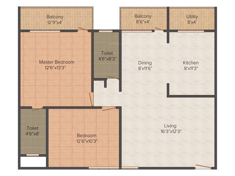 KV Lake Front (2BHK+2T (1,235 sq ft) 1235 sq ft)