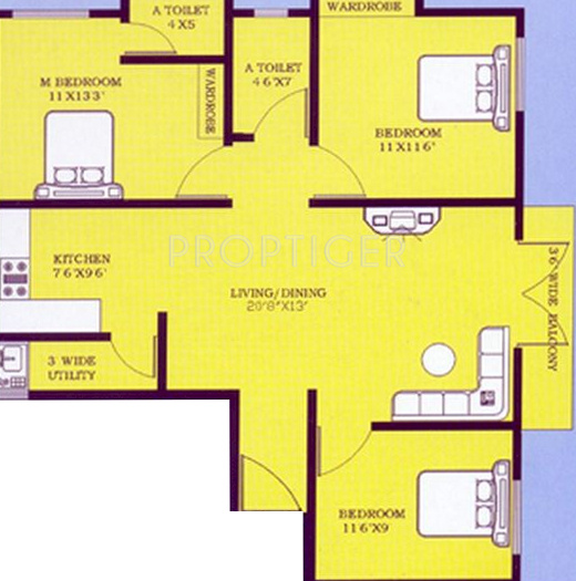 DS Sparsh (3BHK+2T (1,250 sq ft) 1250 sq ft)