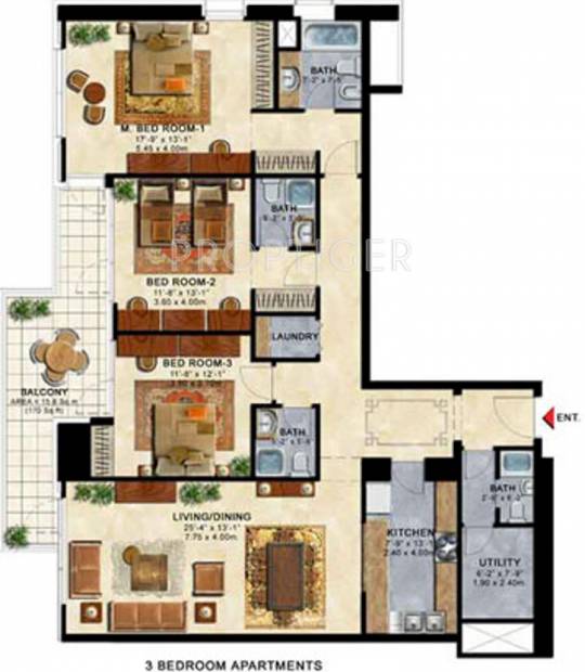 ETA Star The Palladium Floor Plan (3BHK+4T)
