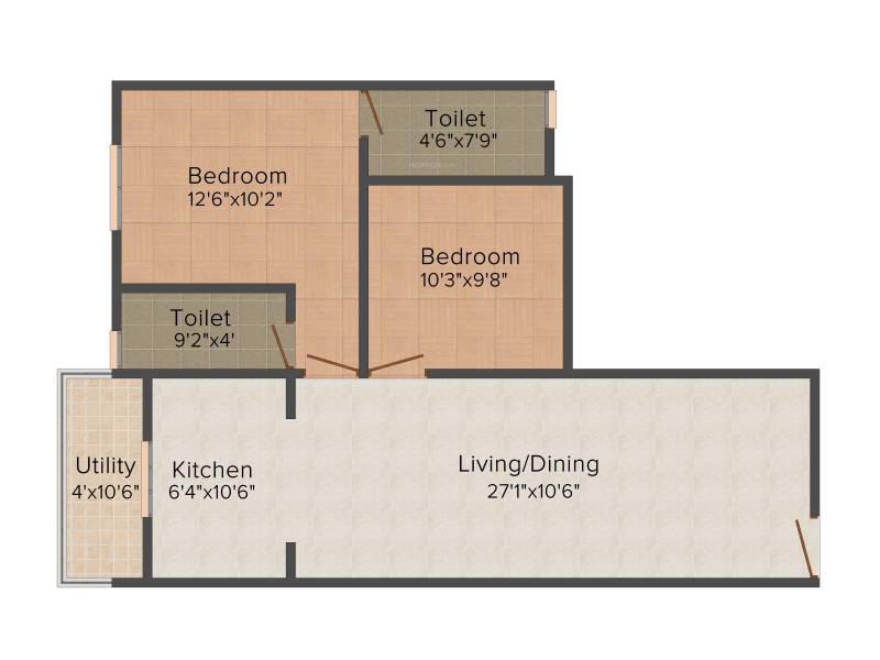 Prabhavathi Lotus 2 (2BHK+2T (969 sq ft) 969 sq ft)