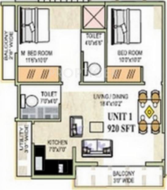 Prabhavathi Park View (2BHK+2T (920 sq ft) 920 sq ft)