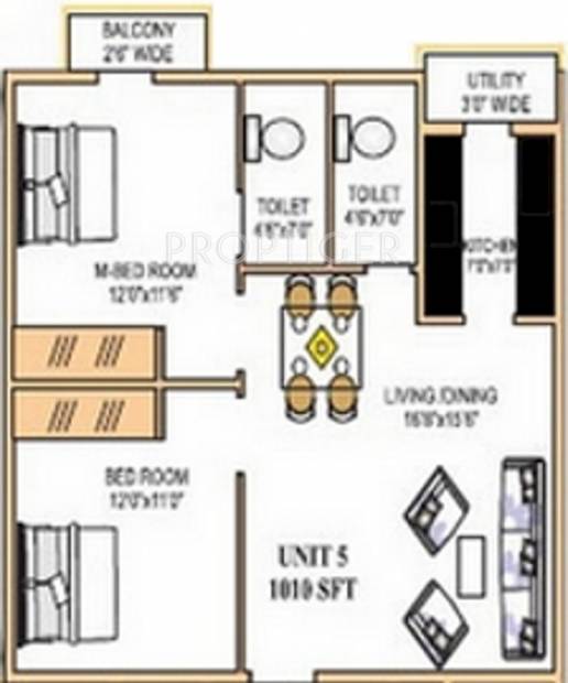 Prabhavathi Park View (2BHK+2T (1,010 sq ft) 1010 sq ft)