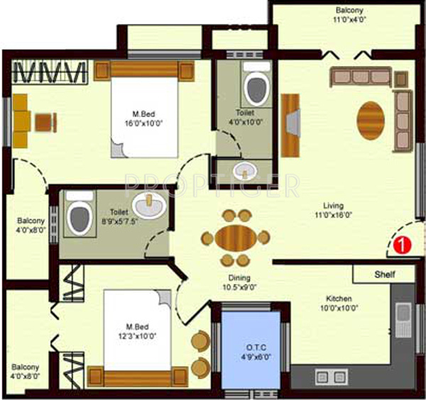 Sree Daksha Adyant (2BHK+2T (1,184 sq ft) 1184 sq ft)