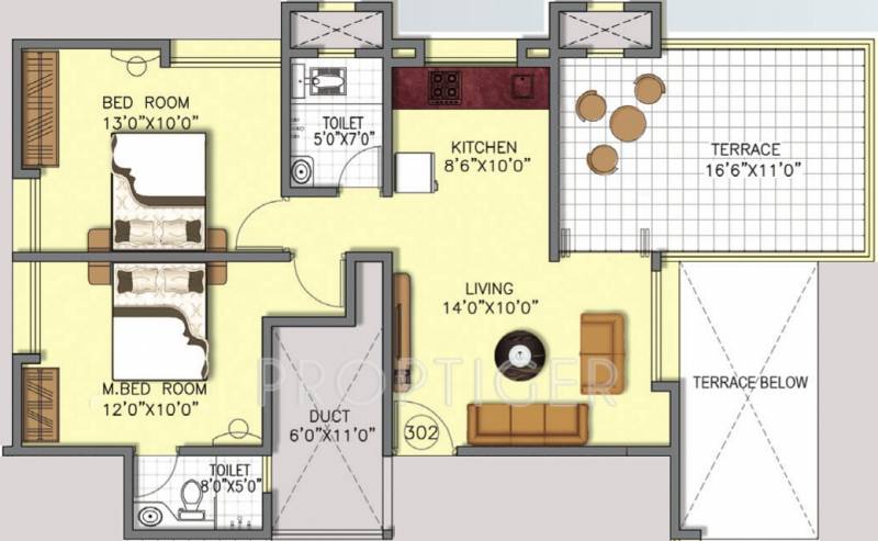 Dean Residency (2BHK+2T (1,011 sq ft) 1011 sq ft)
