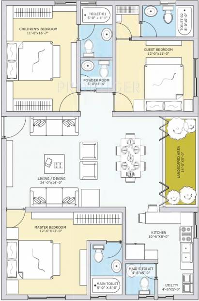 Inner Glory Fields (3BHK+4T (1,689 sq ft) 1689 sq ft)