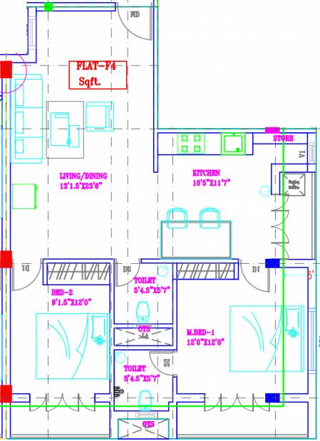 SVP Fortune Tara (2BHK+2T (1,240 sq ft) 1240 sq ft)