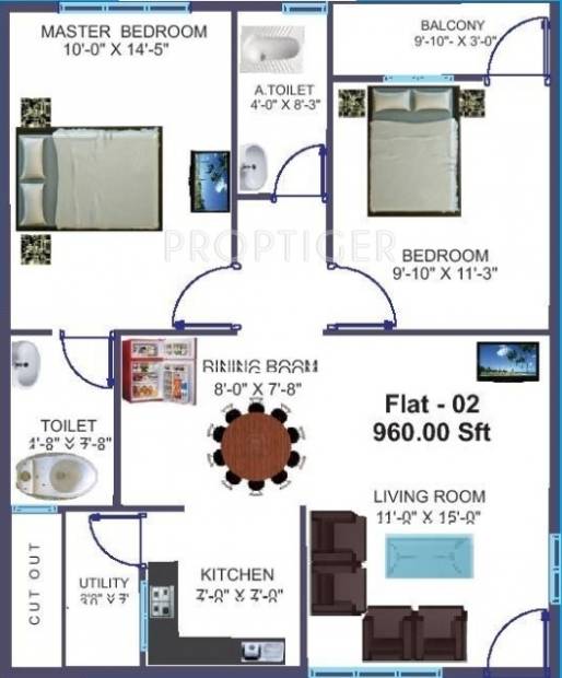 Sri Sai Developers Sicindri Residency (2BHK+2T (960 sq ft) 960 sq ft)