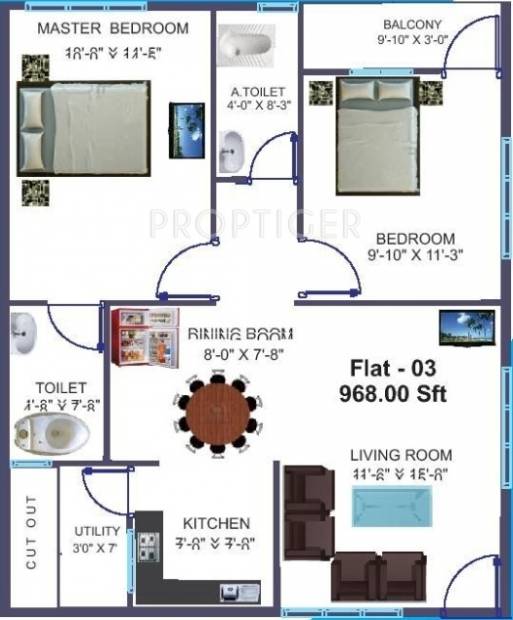 Sri Sai Developers Sicindri Residency (2BHK+2T (968 sq ft) 968 sq ft)