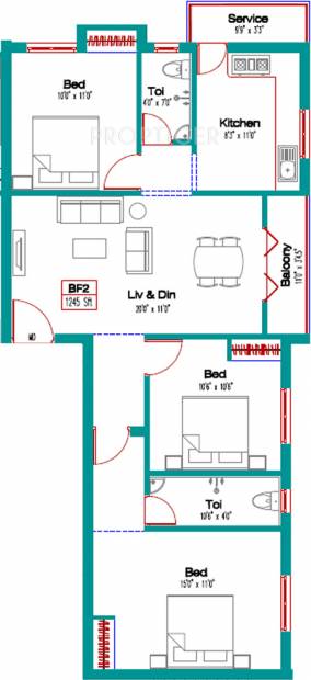 Jeni Joel Sreevasom (3BHK+2T (1,245 sq ft) 1245 sq ft)