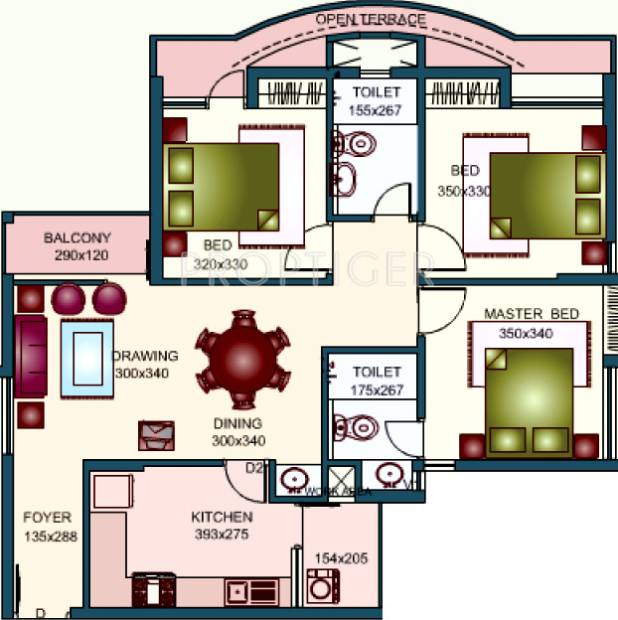 Seiken East End (3BHK+2T (1,424 sq ft) 1424 sq ft)