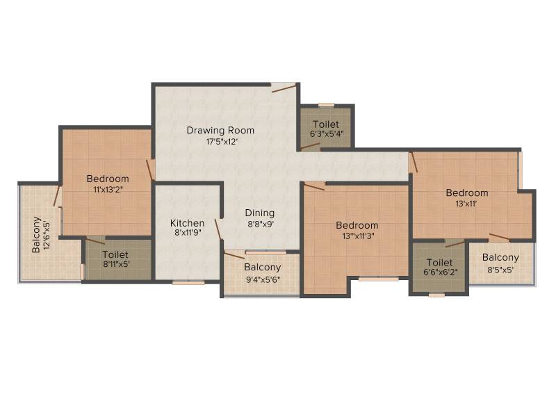 SDC Suman Abode (3BHK+3T (1,770 sq ft) 1770 sq ft)