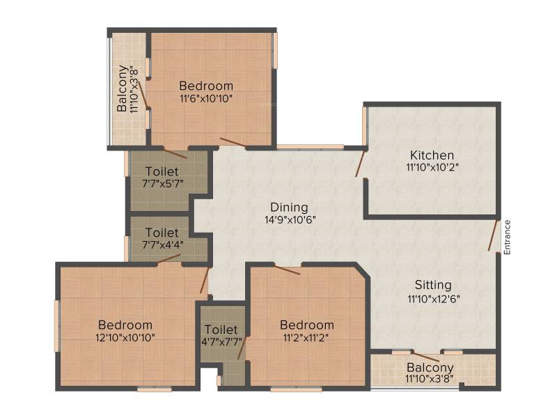Flairalliance Atrium (3BHK+3T (1,480 sq ft) 1480 sq ft)