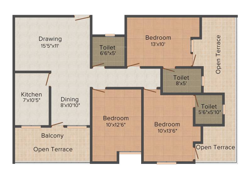 SDC Courtyard (3BHK+3T (1,560 sq ft) 1560 sq ft)