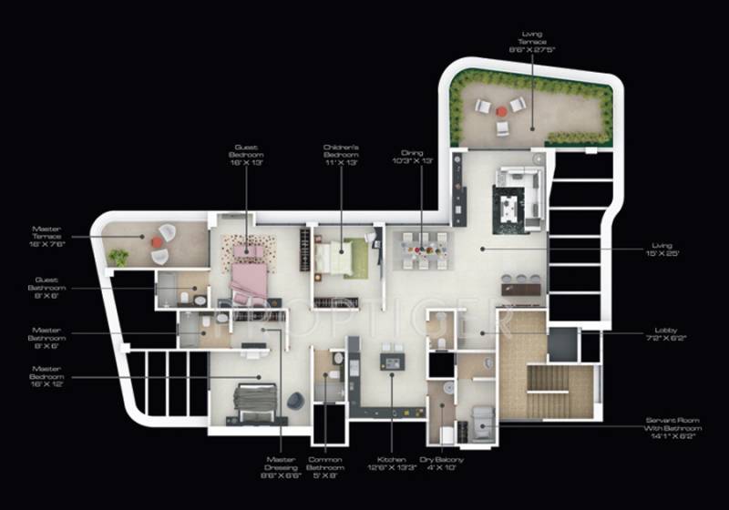 Gagan Gagan 33 (3BHK+4T (2,773 sq ft)   Servant Room 2773 sq ft)